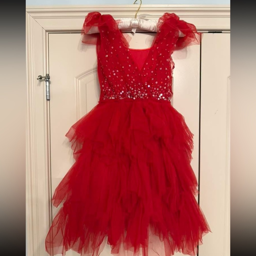 Tutu du monde 10-11 red tulle embellished dress holiday valentine Christmas red - Picture 4 of 6